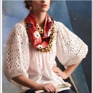 Anthropologie Lil white eyelet puff sleeve blouse size small